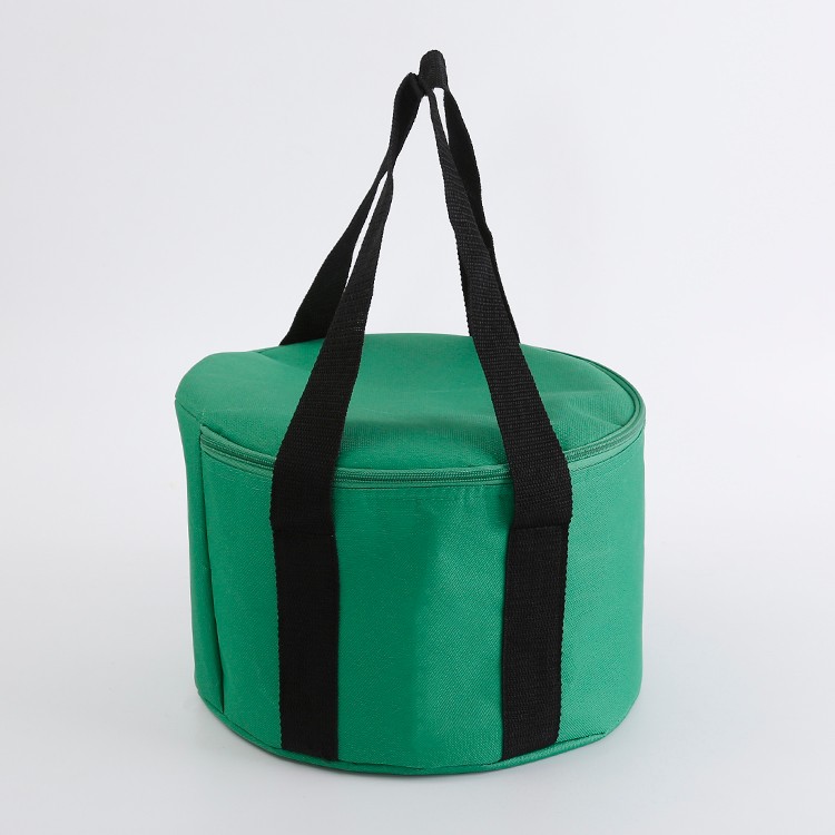 Custom round style 600D polyester insulated food bags, portable cooler bag