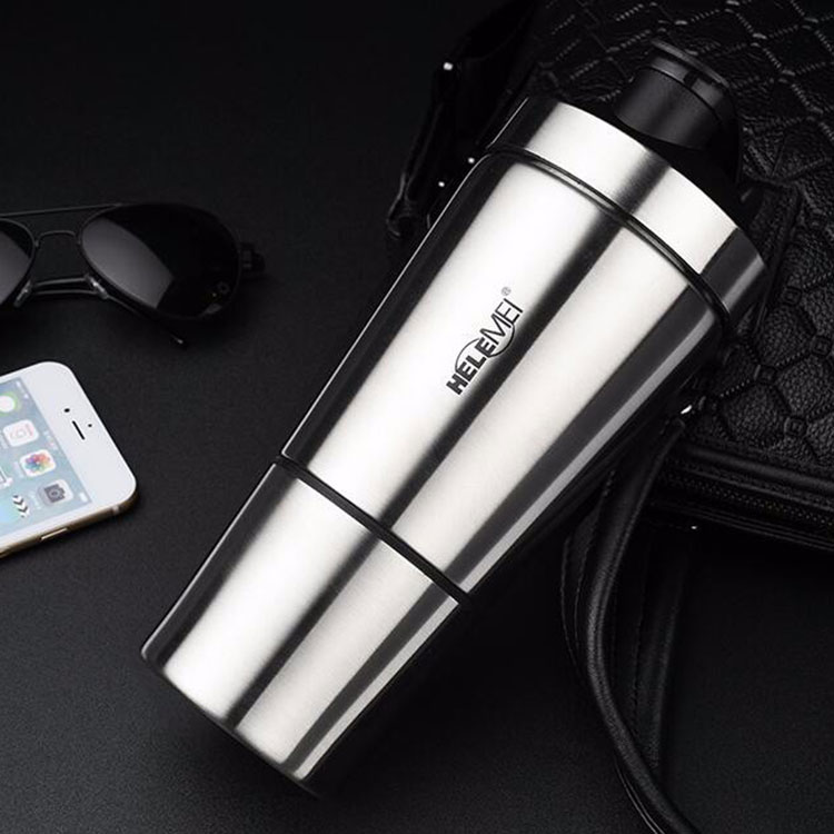Wholesale stainless steel protein shaker bottle with compartment