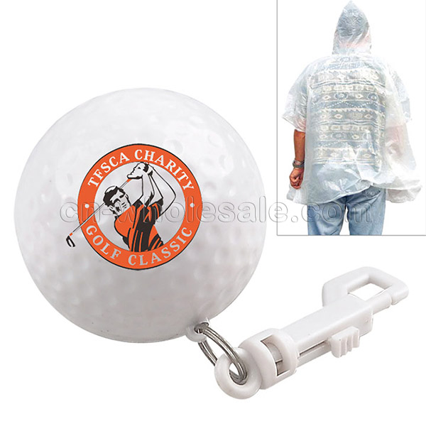 Promotional Disposable Rain Poncho Ball Raincoat In Golf Ball Shape Case
