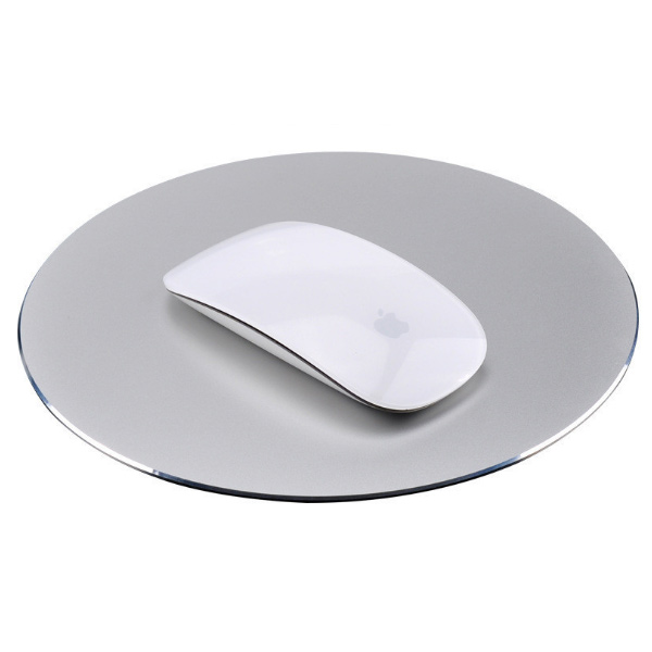 2018 hot selling 22*22cm round shape aluminum alloy metal mouse pad, rubber base aluminum mouse pad