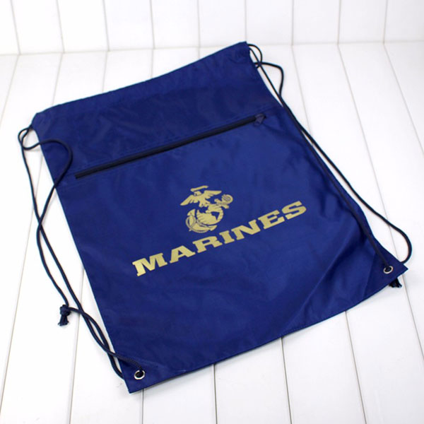 Wholesale custom printed polyester drawstring bag with zipper