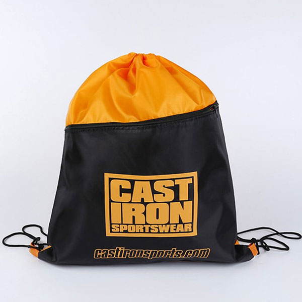 Custom polyester basketball usage drawstring bag with zipper