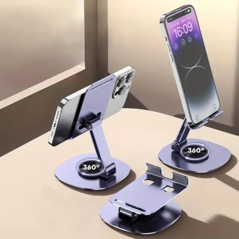 Portable Foldable Desktop Phone Stand Holder Anti-slip 360 Rotating Metal Mobile Phone Holders for All Phones