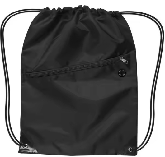 New Design Custom Logo Fashion Drawstring Sport Gym 210D Polyester Backpack String Drawstring Nylon Sport Bag With Zipper